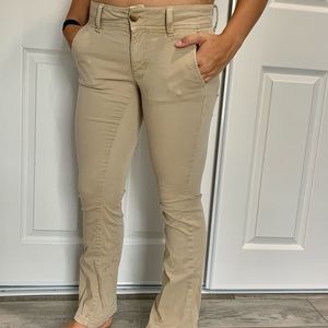 boot-cut khaki pants